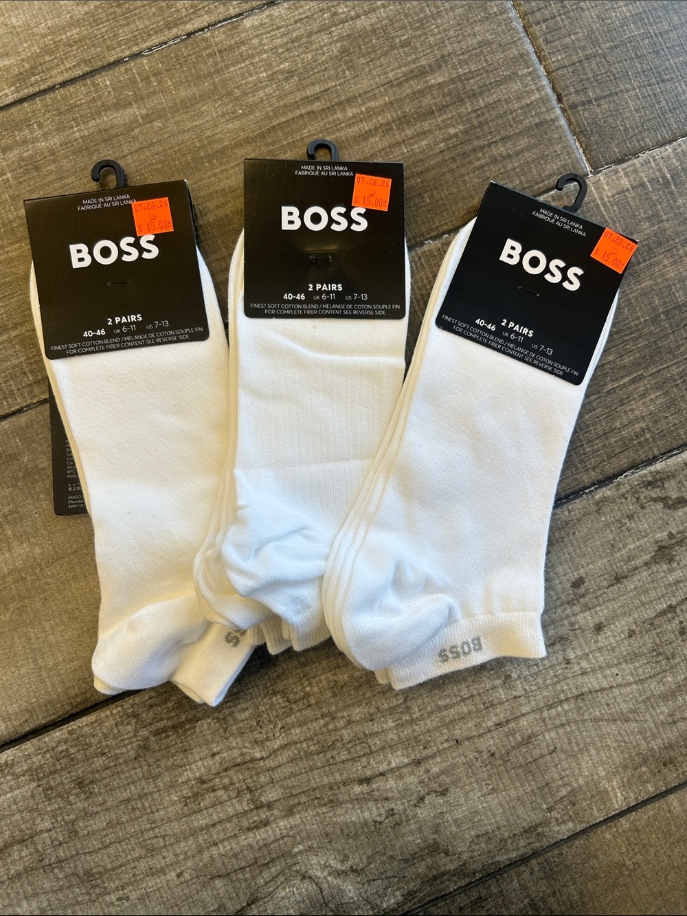 Boss White Ankle Athletic Socks - 3 Packs NWT